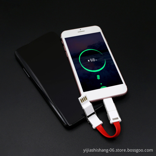 Factory Wholesale In Stock Multi Charging Cable Fast Charging 4 in 1 Magnetic Keychain USB Charger Cable